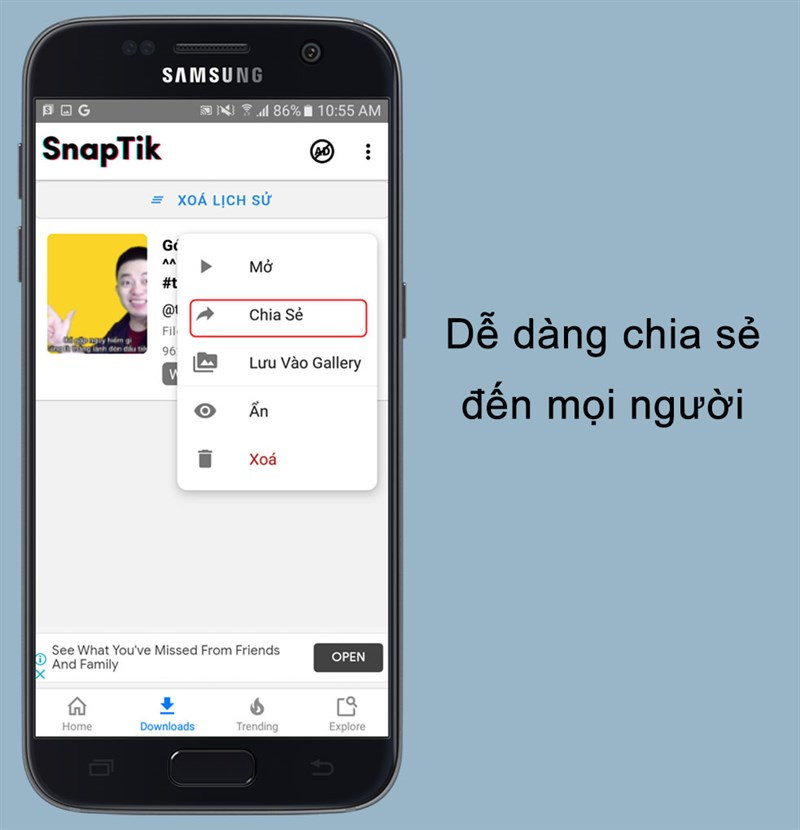 Chia sẻ video TikTok đã tải với bạn bè