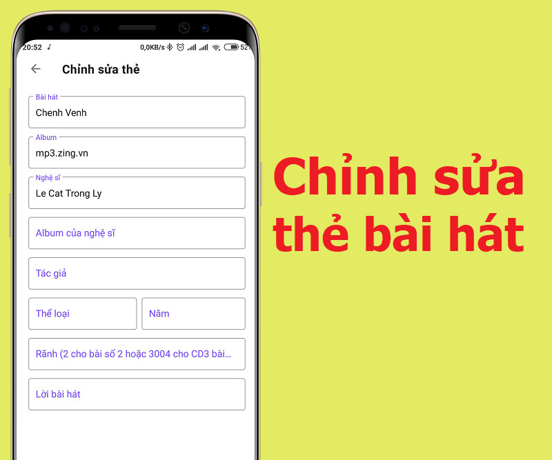 Chỉnh sửa thẻ bài hát