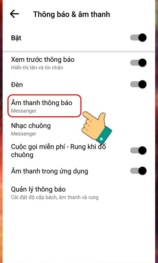 Chọn Âm thanh thông báo