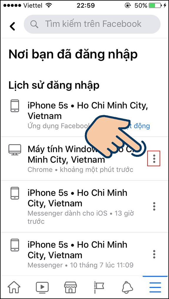 Chọn biểu tượng 3 chấm