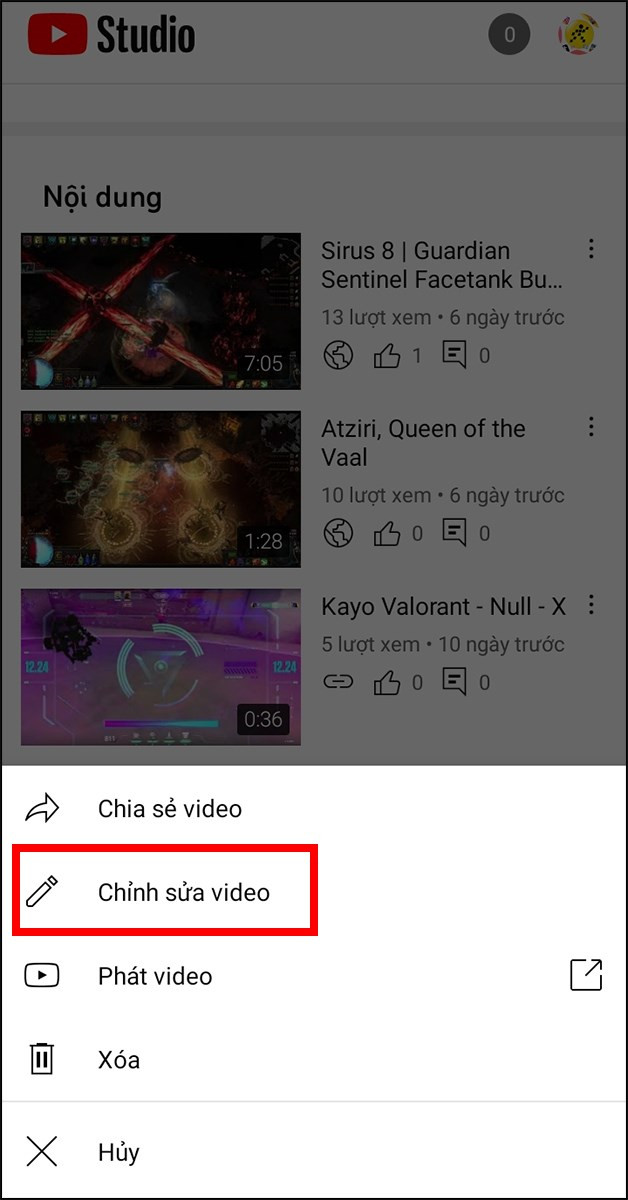 Chọn Chỉnh sửa video