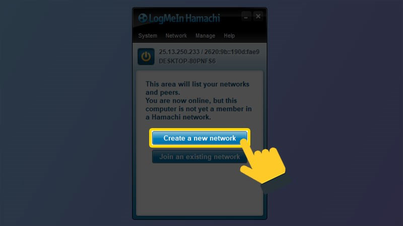 Chọn Create a new network