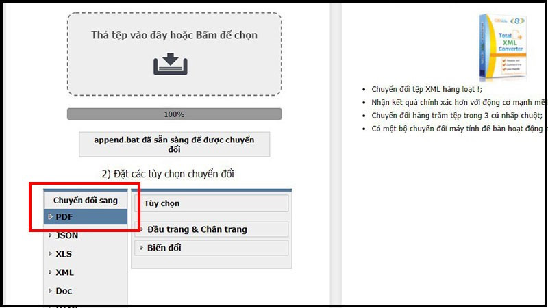 Chọn định dạng PDF