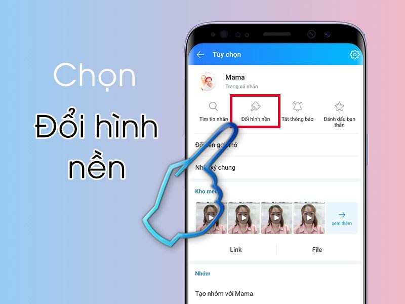 Chọn Đổi hình nền trên Zalo Android