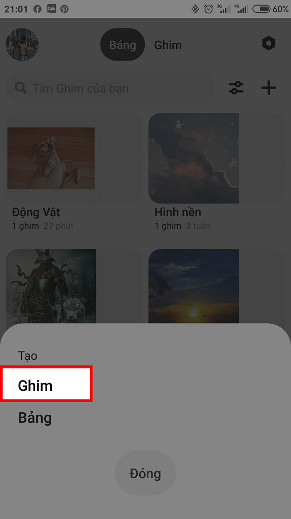 Chọn Ghim trên Pinterest