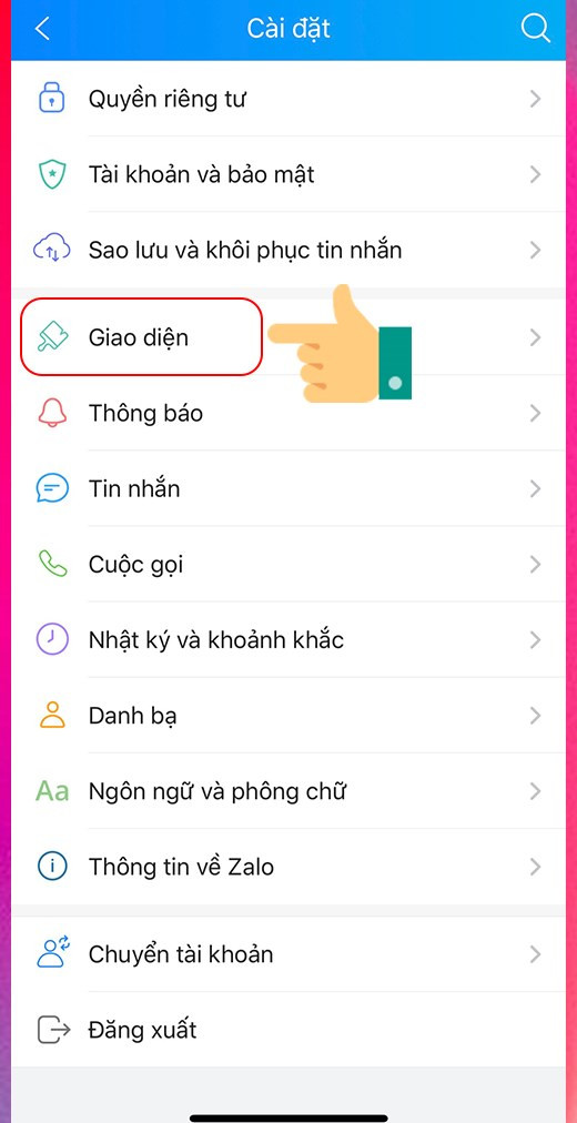 Chọn Giao diện trong Cài đặt Zalo