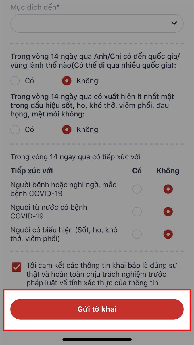 Chọn Gửi tờ khai