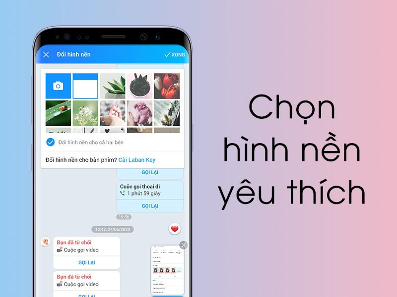 Chọn hình nền Zalo Android