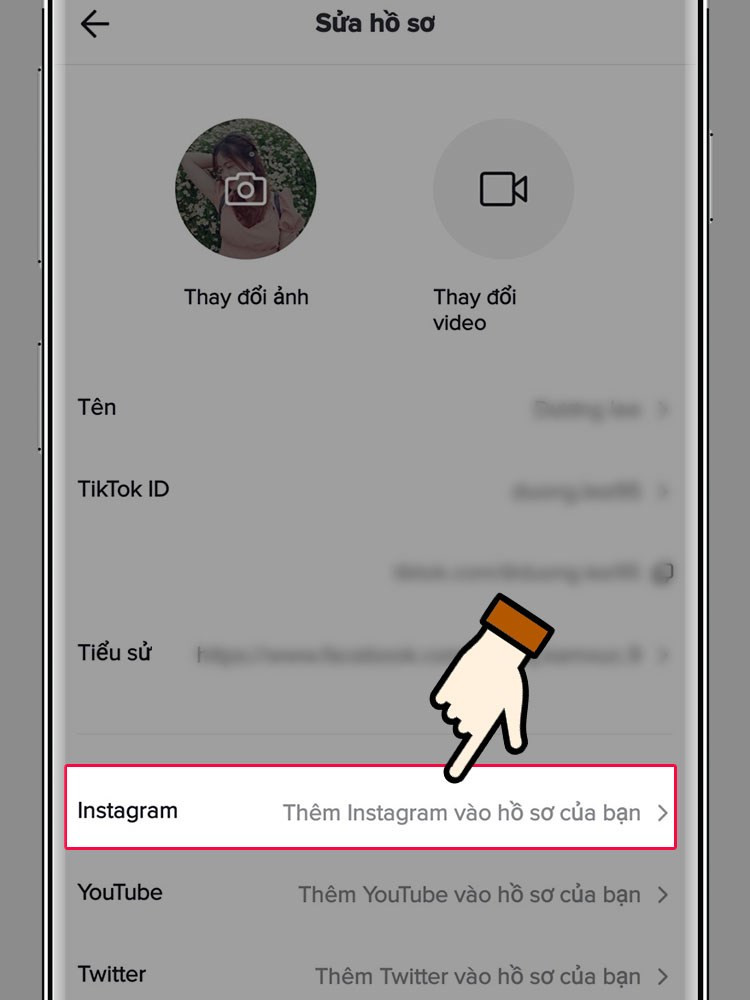 Chọn Instagram để liên kết