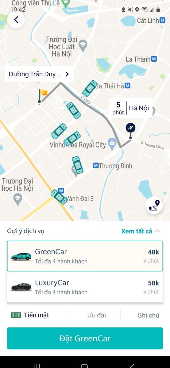 Chọn loại taxi mà bạn muốn đi