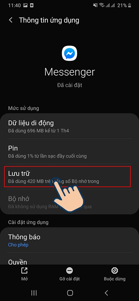 Chọn Lưu trữ