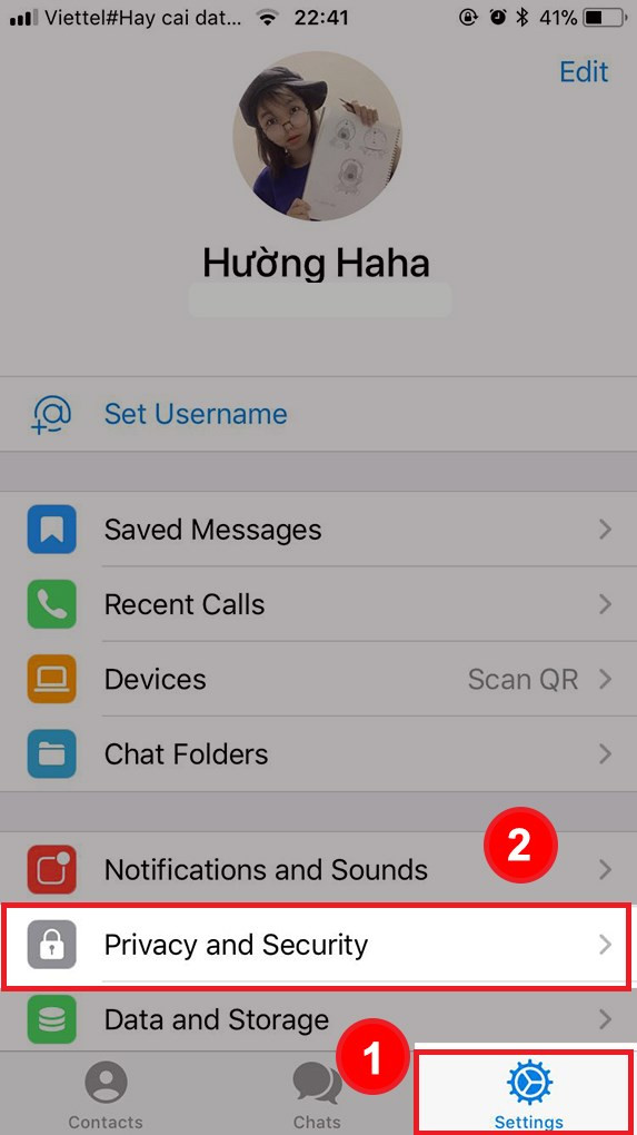 Chọn mục Settings