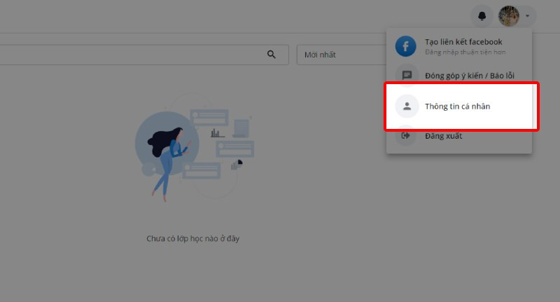Chọn mục Thông tin cá nhân