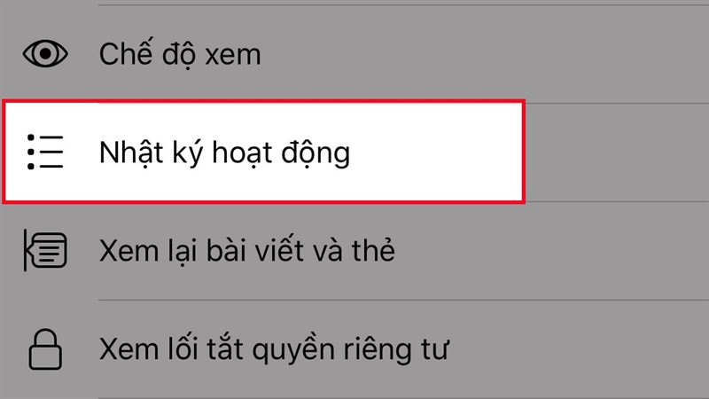 Chọn Nhật ký hoạt động