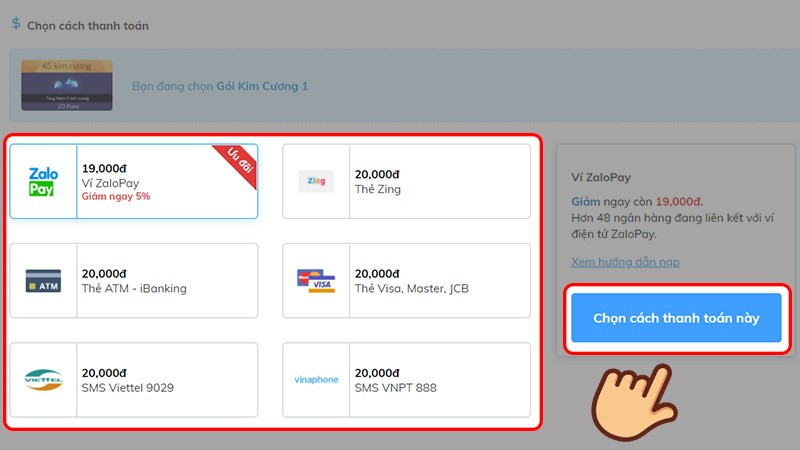 Chọn phương thức thanh toán