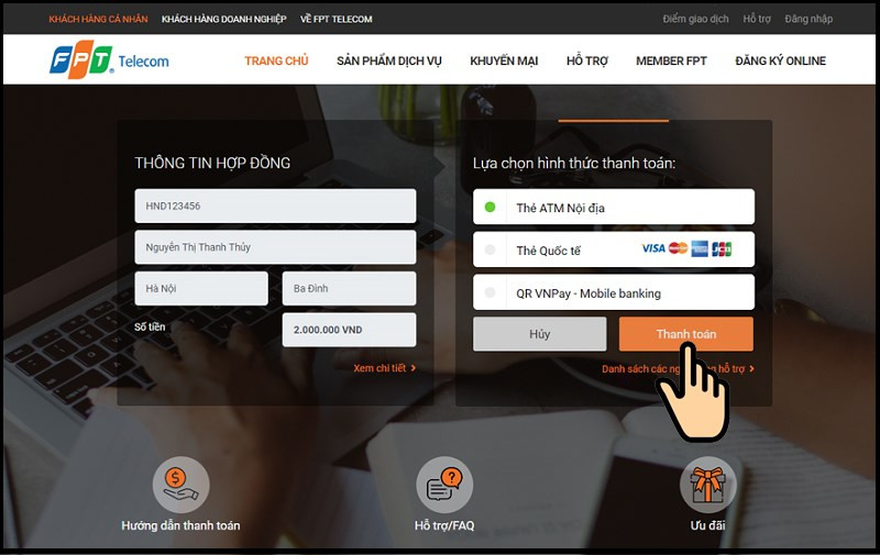 Chọn phương thức thanh toán FPT.VN