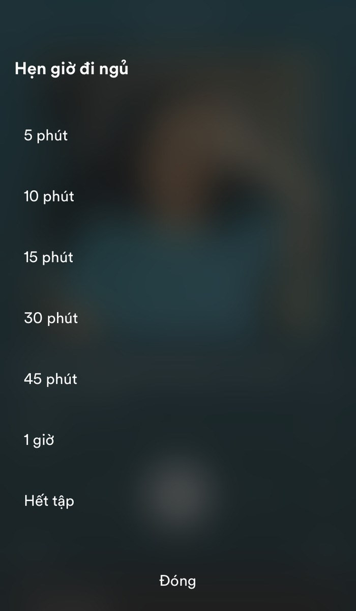 Chọn thời gian tắt nhạc sau đó