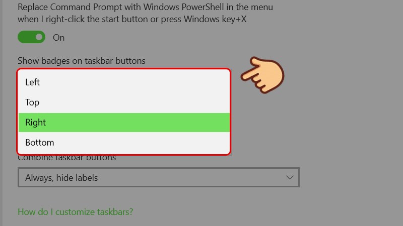 Chọn vị trí Taskbar Windows 10