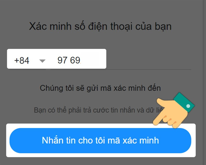 Chọn xác minh qua tin nhắn