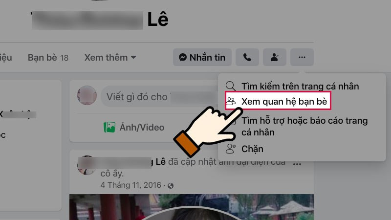 Chọn Xem quan hệ bạn bè để xem ngày kết bạn