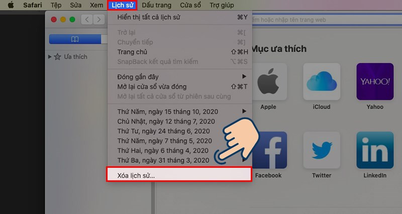 Chọn Xóa Lịch sử trên MacBook