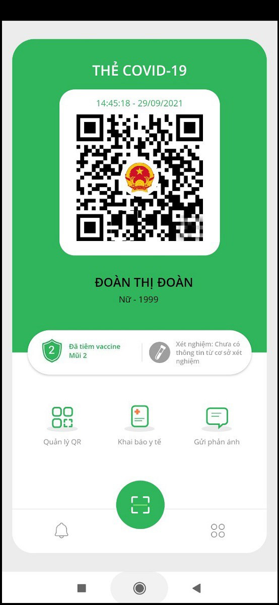 chứng nhận thẻ xanh và mã quét QR thẻ xanh