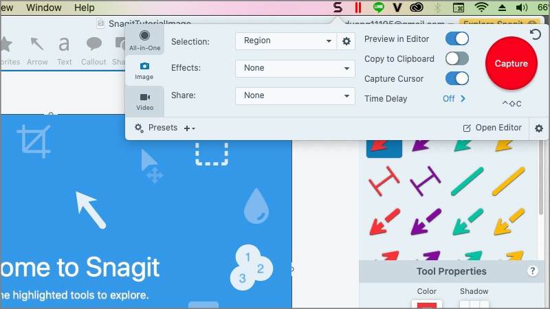 Chụp ảnh vùng chọn trên Snagit