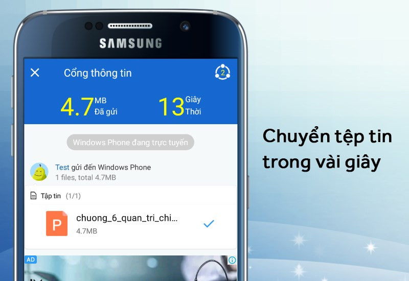 Chuyển tệp tin trong v&agrave;i gi&acirc;y