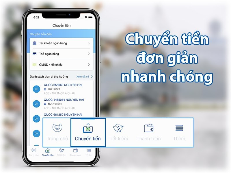 Chuyển tiền nhanh chóng với ACB Online Banking.