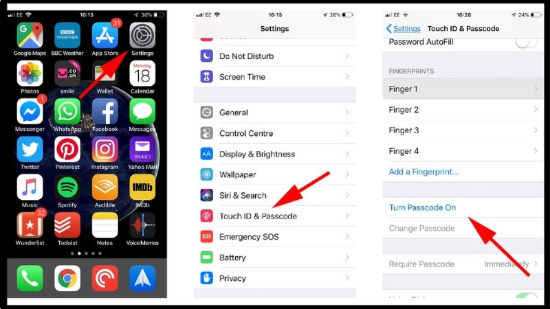 C&agrave;i đặt Passcode tr&ecirc;n iPhone