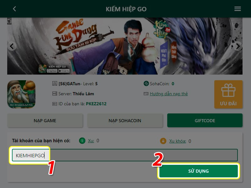 Hướng Dẫn Nhập Code Kiếm Hiệp GO Mới Nhất Để Nhận Quà Khủng