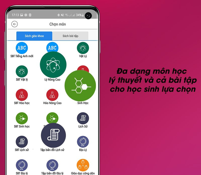 Đa dạng môn học lý thuyết và cả bài tập cho học sinh lựa chọn