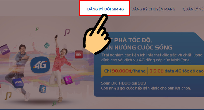 Đăng ký đổi sim 4G