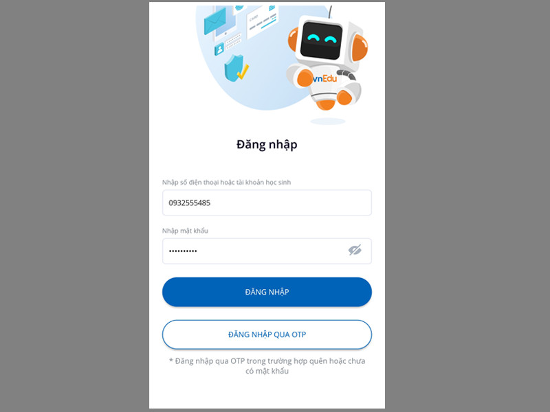 Đăng nhập vnEdu Connect bằng số điện thoại