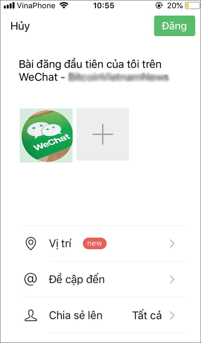 Đăng tải Khoảnh khắc trên Wechat