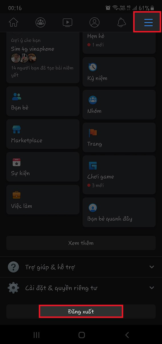 Đăng xuất tài khoản Facebook trên điện thoại