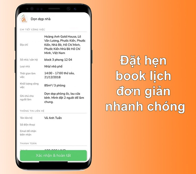 Đặt hẹn, book lịch đơn giản, nhanh ch&oacute;ng