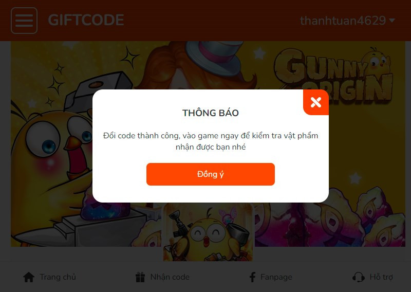 Đổi code thành công