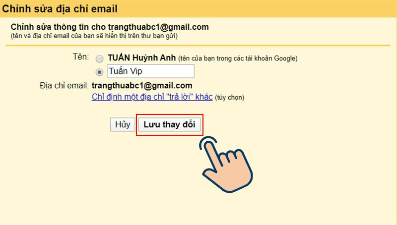 Đổi tên Gmail trên máy tính