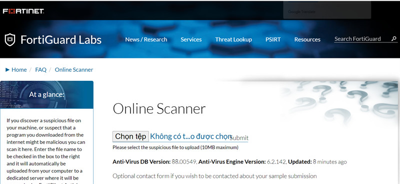 FortiGuard Online Scanner: Quét virus trực tuyến nhanh chóng