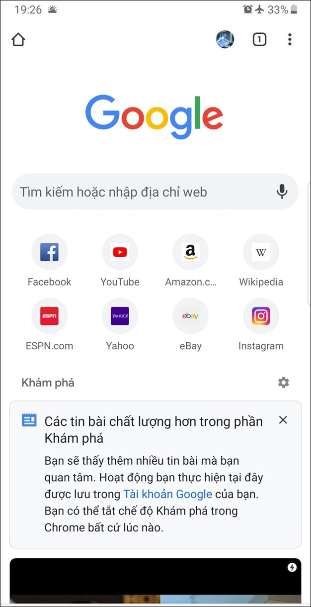 Giao diện Google Chrome