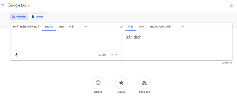 Giao diện Google Dịch