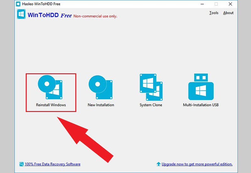 Giao diện phần mềm WinToHDD