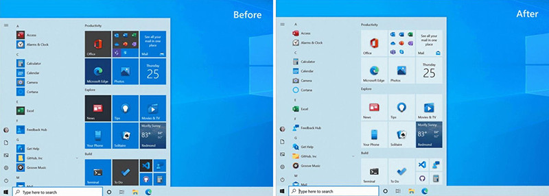 giao diện Start Menu mới của Windows 10