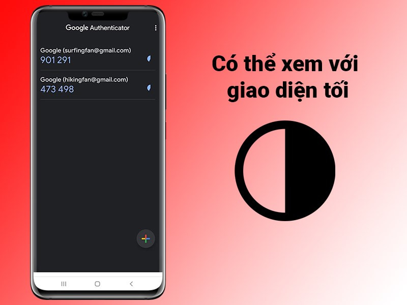 Giao diện tối của Google Authenticator