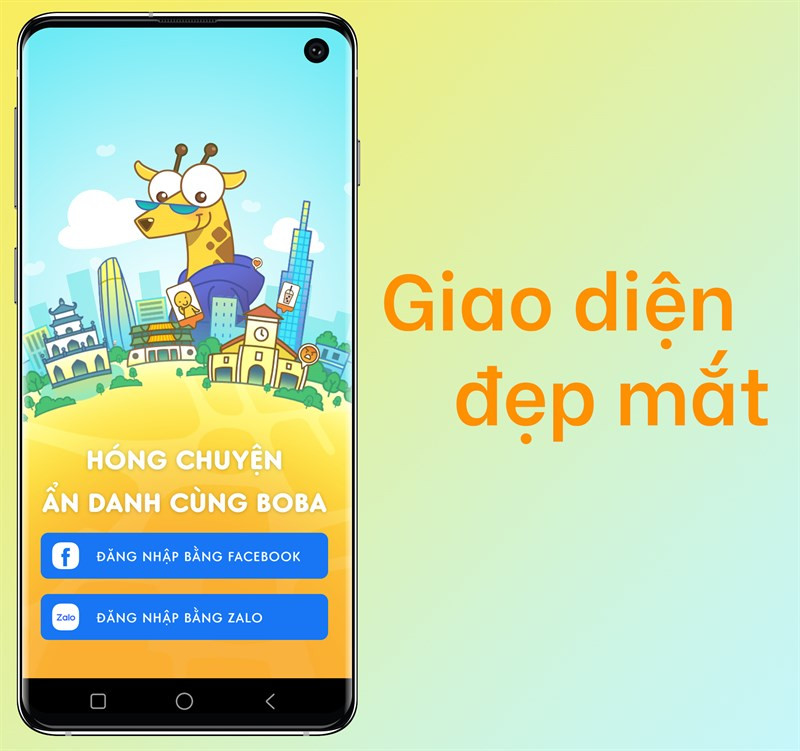 Giao diện ứng dụng BOBA