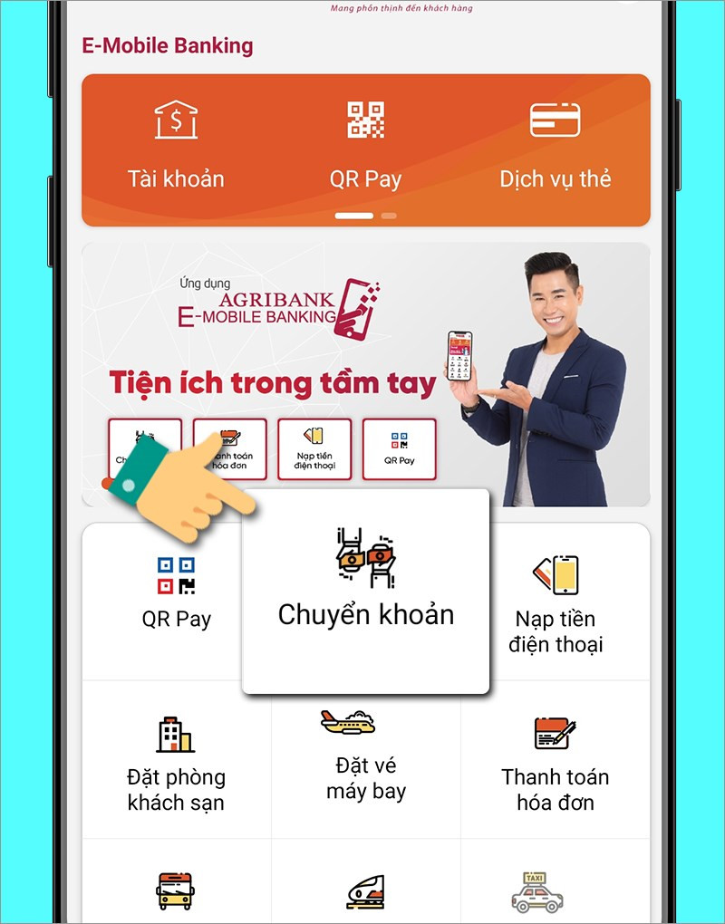 Giao diện ứng dụng E-mobile Banking