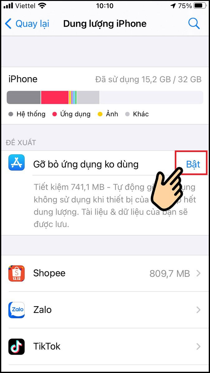 Gỡ bỏ ứng dụng không dùng