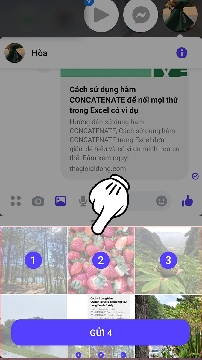 Gửi ảnh Messenger trên điện thoại