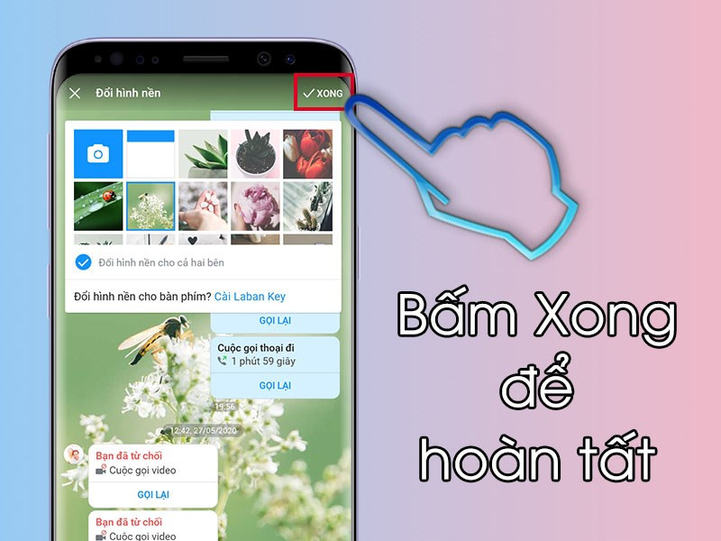 Hoàn tất đổi hình nền Zalo Android